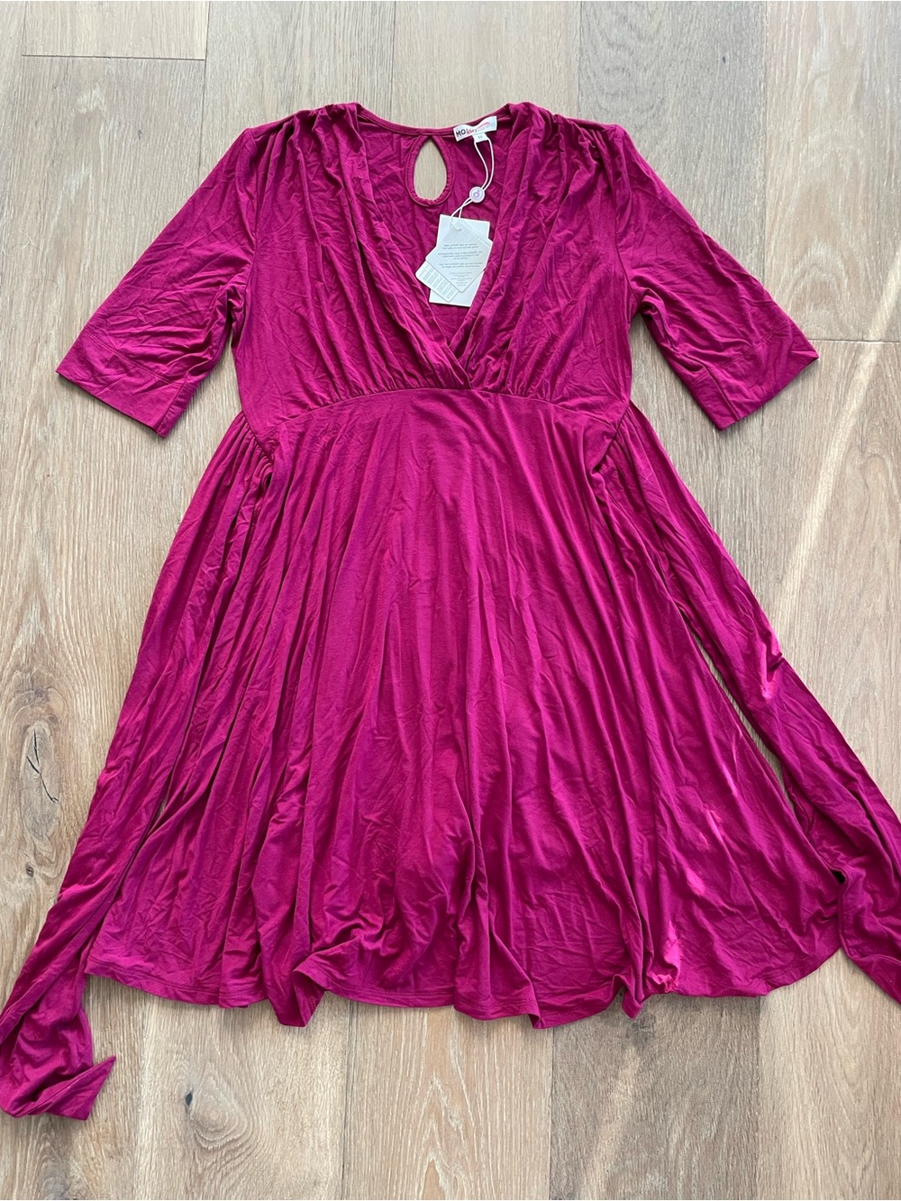 Momo Maternity Fuchsia V-Neck Wrap Dress